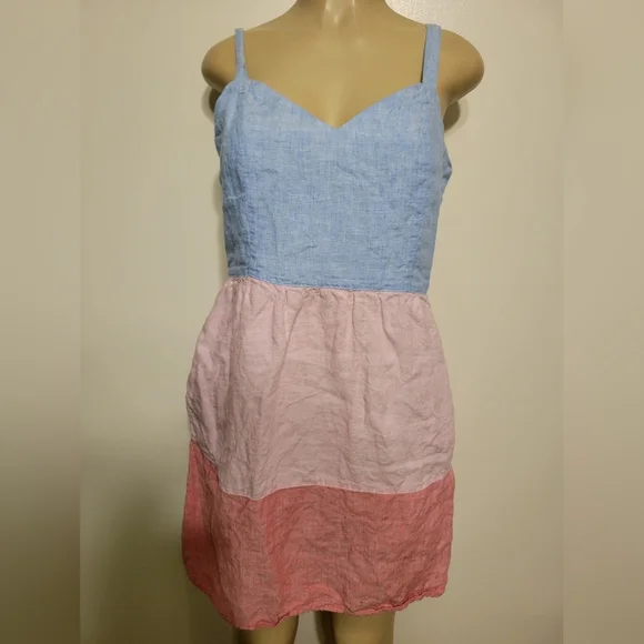 Cynthia Rowley Colorblock Sleeveless Dress Blue Pink Red SunDress Spring Easter - Picture 1 of 4